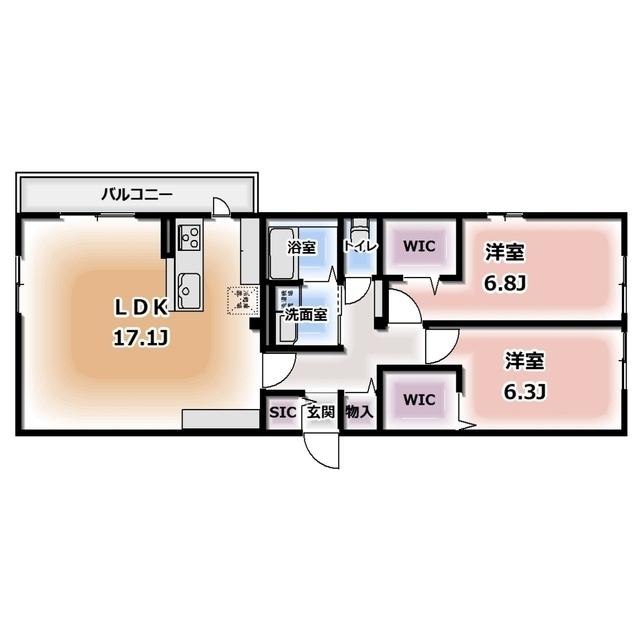KOMOREBI GARDEN中田本町C(2LDK/3階)の間取り写真