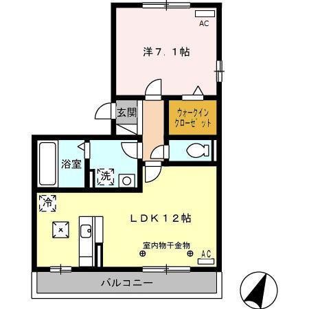 グランドソレイユ(1LDK/1階)の間取り写真