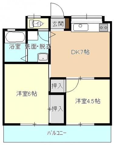 岡村ビル(2DK/3階)の間取り写真