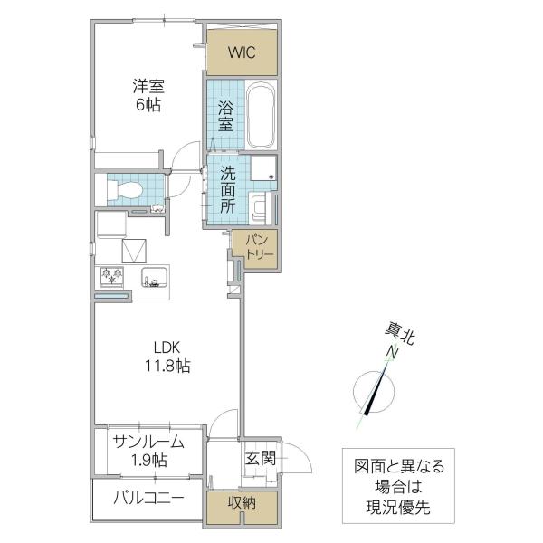 クラッシーコート(1LDK/1階)の間取り写真