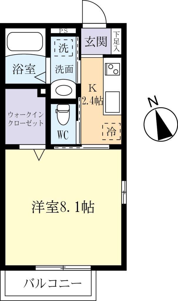 メルベーユ(1K/2階)の間取り写真