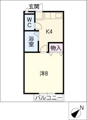 パークサイド左京山(1K/2階)の間取り写真