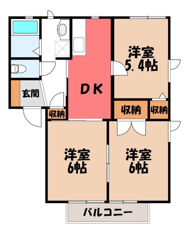 エミネンス西野目B(3DK/2階)の間取り写真