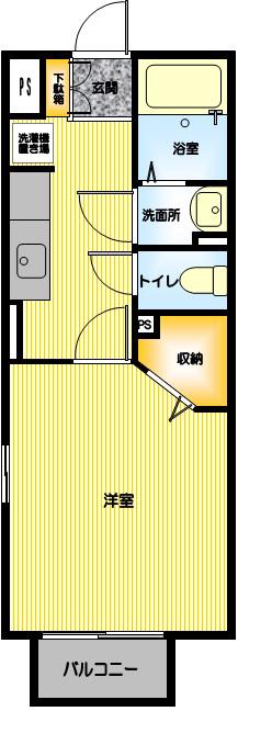 ニュートキワハイツ(1K/2階)の間取り写真
