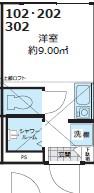 SHANTI CASA四谷若葉 202(ワンルーム/2階)の間取り写真