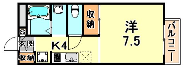メゾン岡本(1K/1階)の間取り写真
