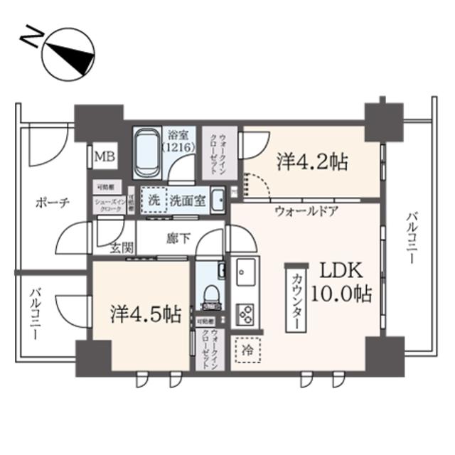 デュオステージ海老名II(2LDK/8階)の間取り写真