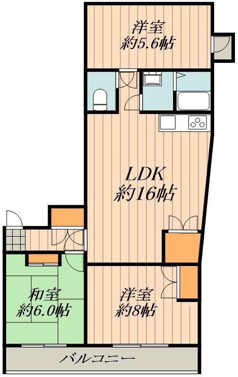 明幸ハイツ(3LDK/3階)の間取り写真