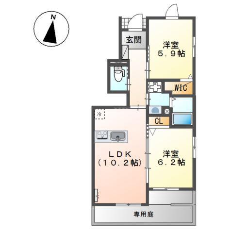 SKY VILLAGE(2LDK/1階)の間取り写真