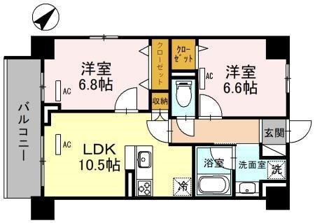 クアンツ(2LDK/4階)の間取り写真