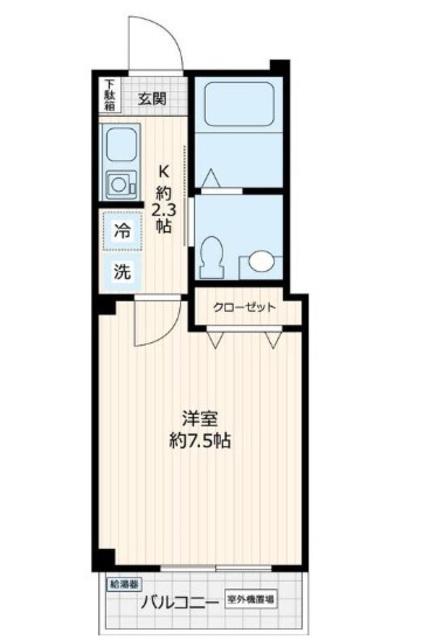 ルミエール池袋(1K/2階)の間取り写真