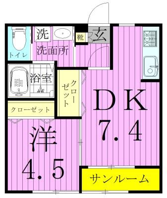 コーポK2(1DK/2階)の間取り写真