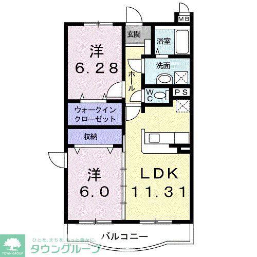 リヴィエールA棟(2LDK/3階)の間取り写真
