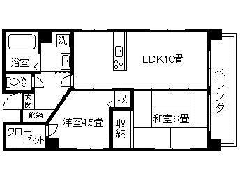 パークサイド共研(2LDK/2階)の間取り写真
