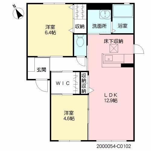 M.J.SKY C棟(2LDK/1階)の間取り写真