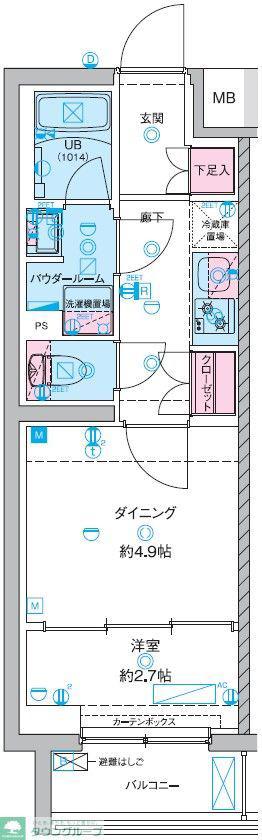 GENOVIA竹ノ塚(1DK/2階)の間取り写真
