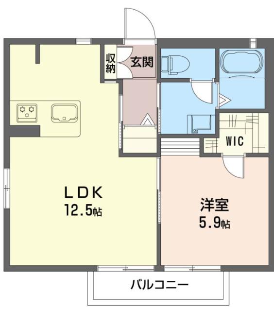 メビュース駅東通I(1LDK/1階)の間取り写真