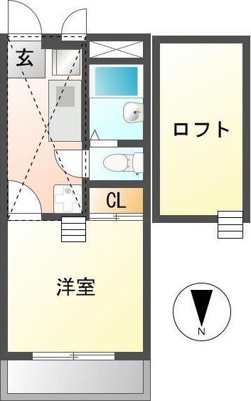 カーサ曽池町(1K/2階)の間取り写真