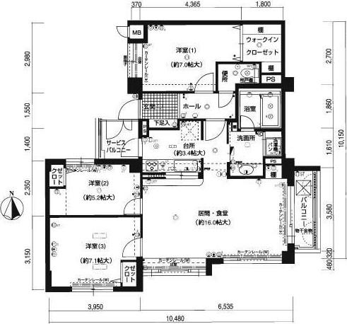 セントラルメゾン大濠1丁目(3LDK/3階)の間取り写真