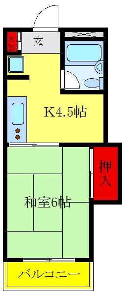 ココダンディオブ井元(1DK/2階)の間取り写真