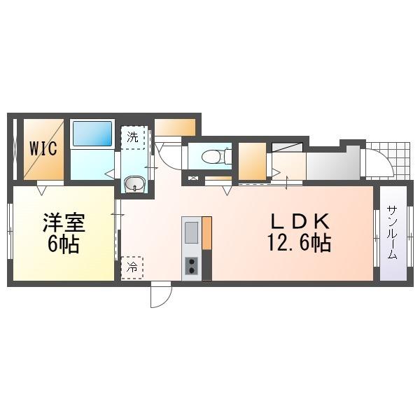 ボニート IV(1LDK/1階)の間取り写真