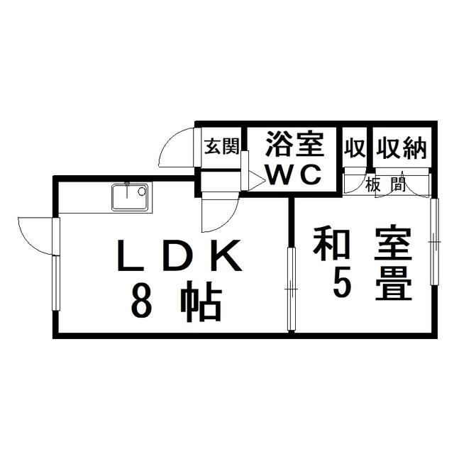 ホワイトハウス(1LDK/1階)の間取り写真