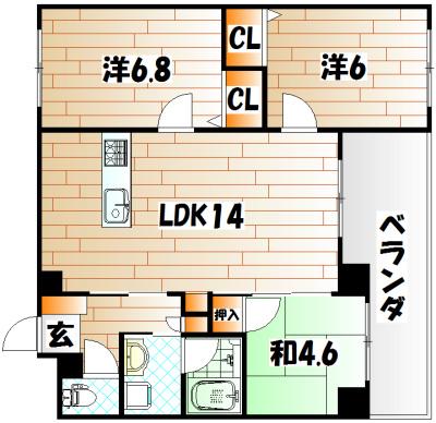 ニューガイアソラーレ下石田(3LDK/1階)の間取り写真