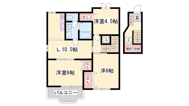 カルムリー東屋敷(3LDK/2階)の間取り写真