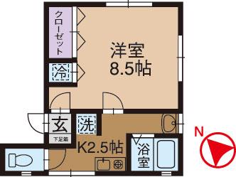 メゾンパインヒル(1K/2階)の間取り写真