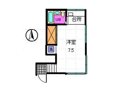 小柳ハイツ(ワンルーム/2階)の間取り写真