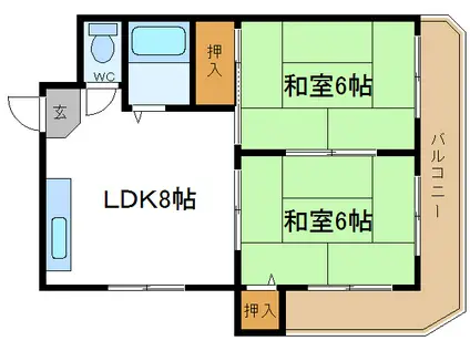 ハイツブローグレス(2DK/3階)の間取り写真