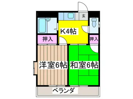 ロイヤルマンション平岡(2K/2階)の間取り写真