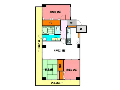 サバービアシティ21(3LDK/17階)の間取り写真