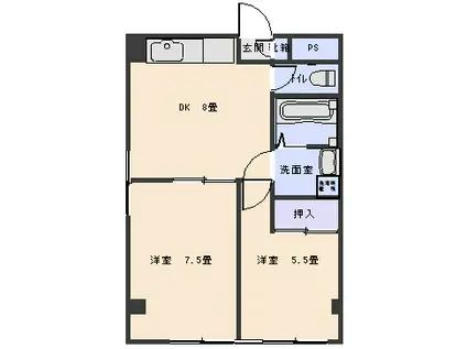 大沢第一ビル(2DK/2階)の間取り写真