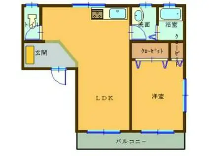 メゾンソレイユA(1LDK/1階)の間取り写真
