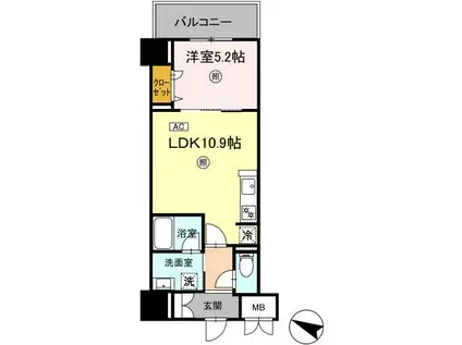 クレアティオMGH(1LDK/10階)の間取り写真