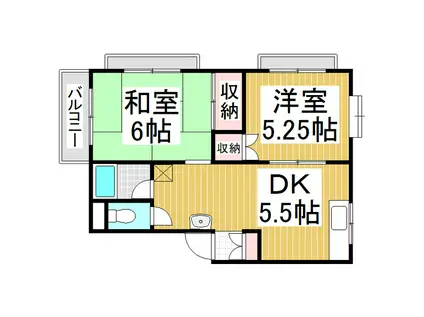 サンサイド6(2DK/2階)の間取り写真