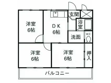 平和ハイツF(3DK/2階)の間取り写真