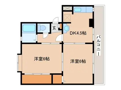 スイーティー葉山(2DK/4階)の間取り写真