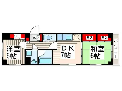 ファミリオン・南葛西(2DK/4階)の間取り写真