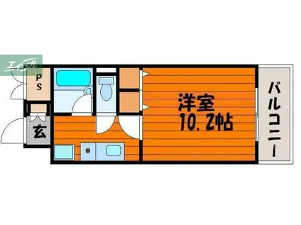 ヴェール国体町(1K/8階)の間取り写真