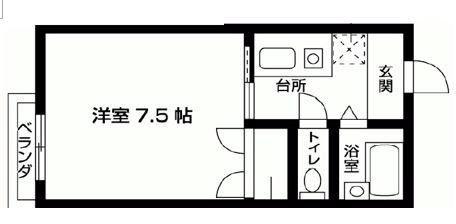 クロノス南矢名1番館(1K/2階)の間取り写真