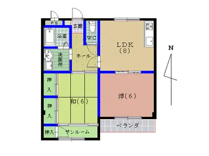 フィネスサンフラワー(2DK/2階)の間取り写真
