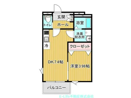 シャロム西子飼(1DK/3階)の間取り写真