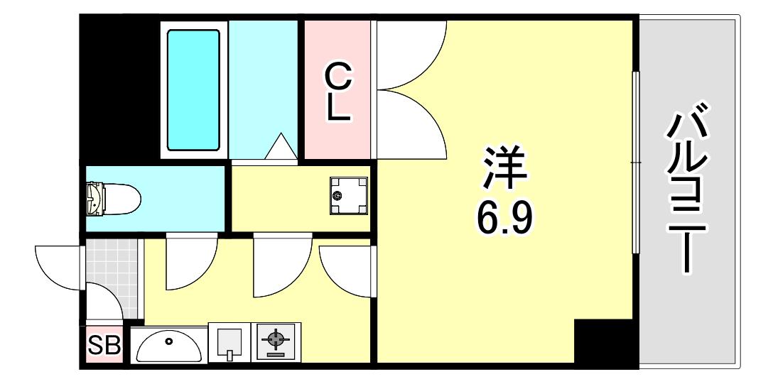グランデ・アステール芦屋(1K/4階)の間取り写真