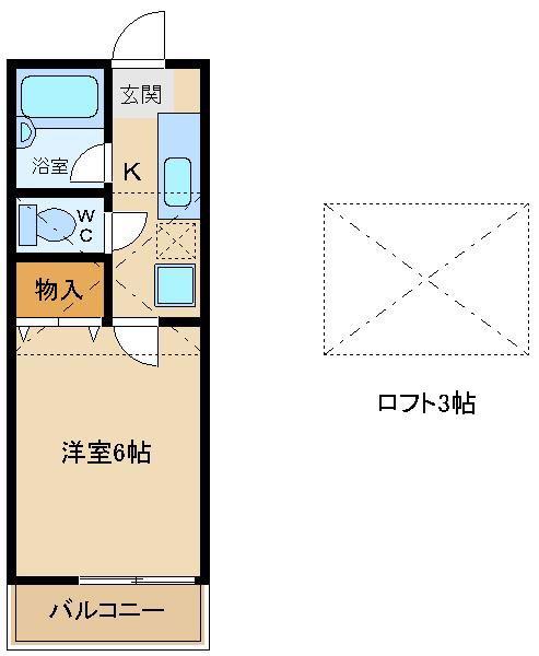 ハイツX(1K/2階)の間取り写真