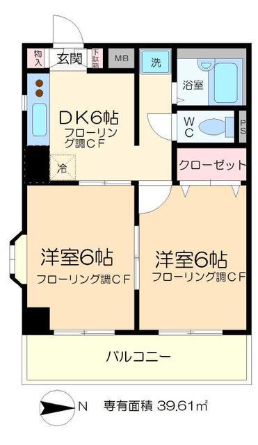 クレバーハウス(2DK/6階)の間取り写真