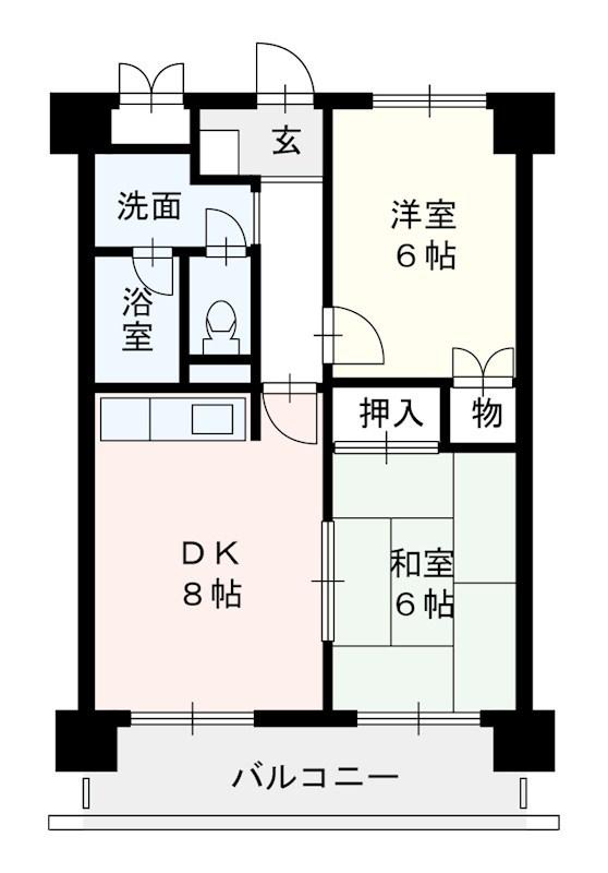 パークサイド薬院(2DK/5階)の間取り写真
