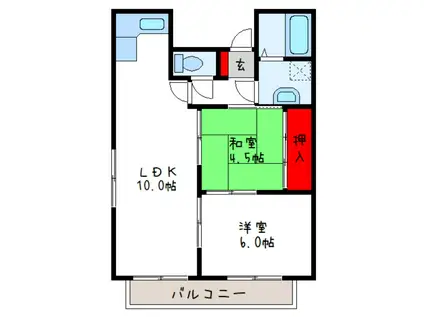 プレアール南亀井II(2LDK/2階)の間取り写真