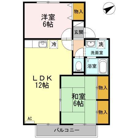 ファミール西京B棟(2LDK/2階)の間取り写真